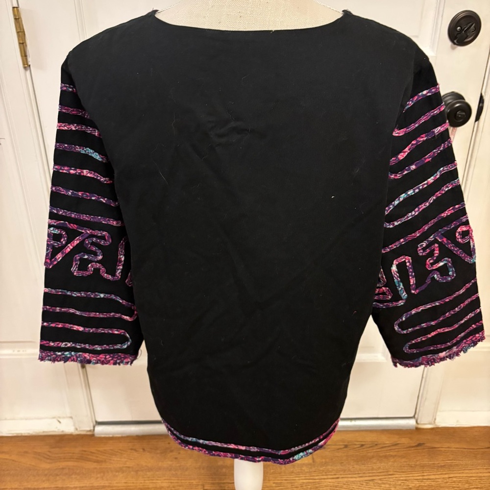 Choices Women's Black Pink‎ Patterned geometric open jacket sz large 3/4 sleeve - Picture 7 of 9